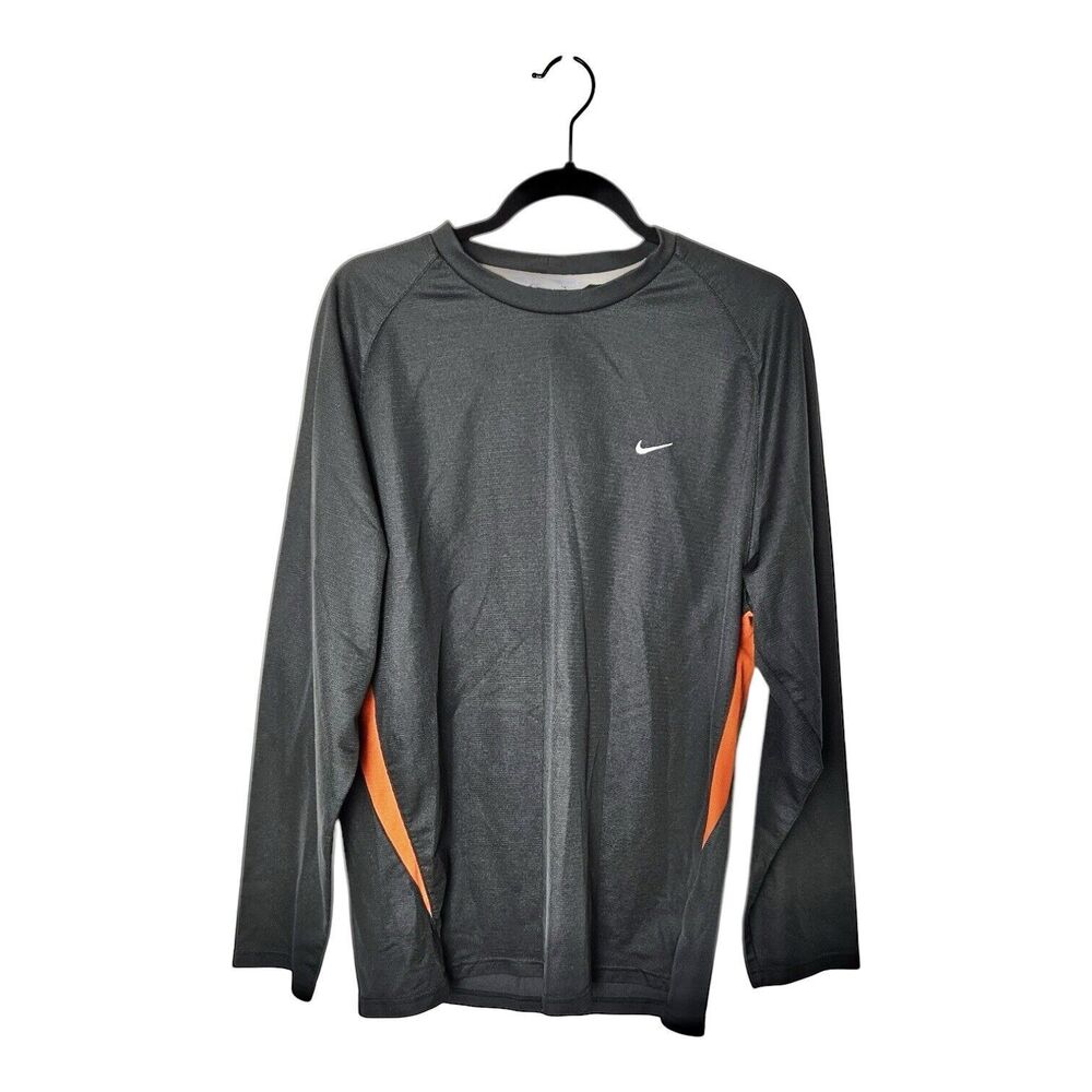 Nike Men's Gray And Orange Pullover Shirt Sz. L Y2K